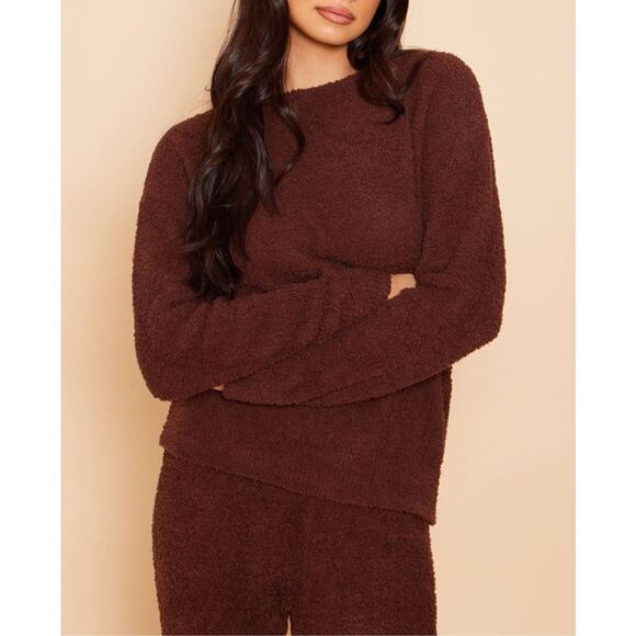 PRETTYLITTLETHING Coffee Cosy Long Sleeve Pyjama Top M NWT - Picture 1 of 13